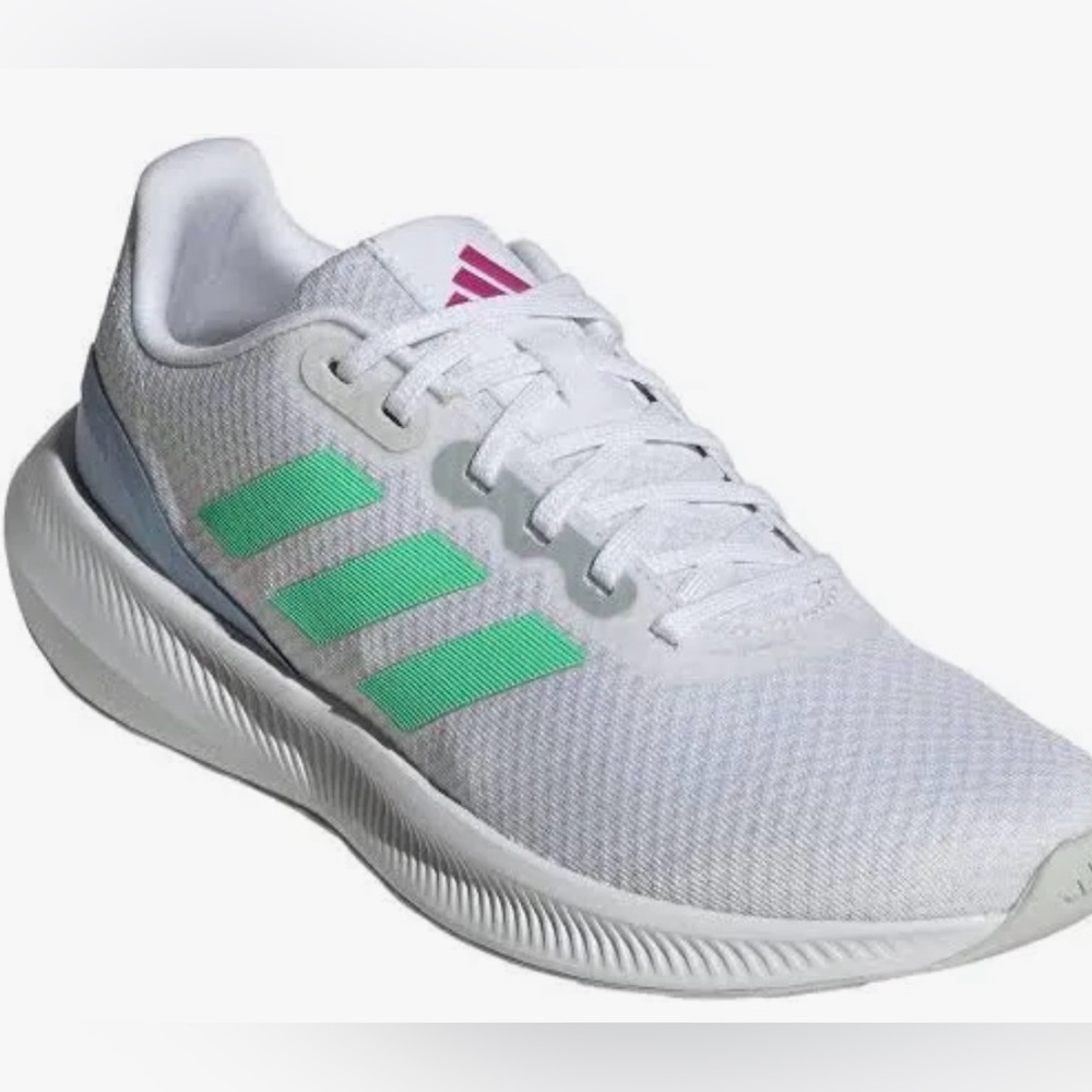 Adidas Women's White Sneakers with Green Stripes